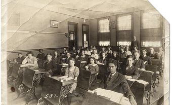 Students in the classroom, ca. 1910-1920.